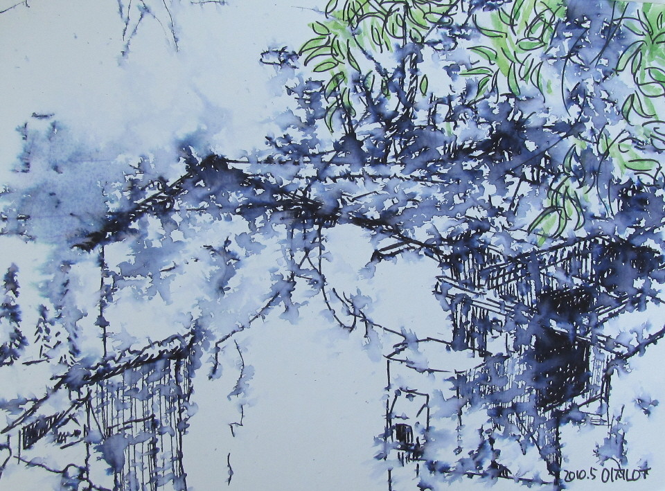陽光微風 / 29*21cm  pen,watercolor on paper,  2010