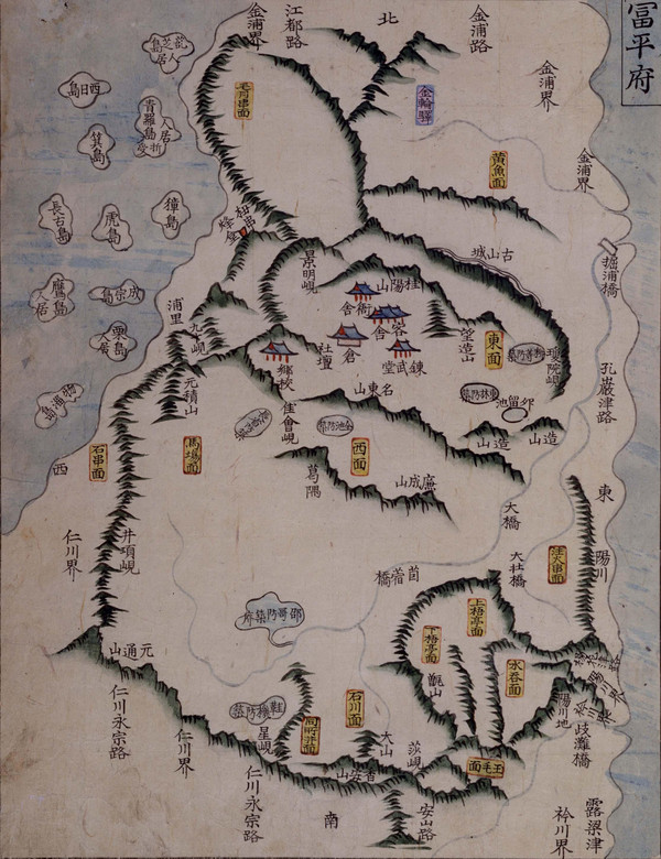 18세기 중엽 제작된 광여도 중 부평부 지도(서울대학교 규장각)